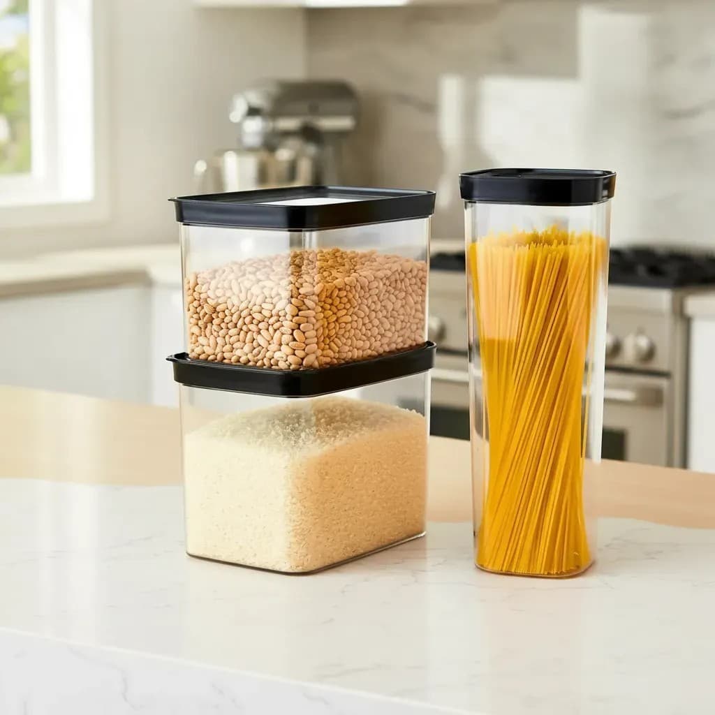 Kit 3 Potes Herméticos para Mantimentos, Arroz, Feijão e Macarrão
