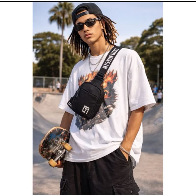 + venda)  Bolsa Transversal Streetwear Shoulder Bag Masculina Feminina Compacta Estilo Urbano