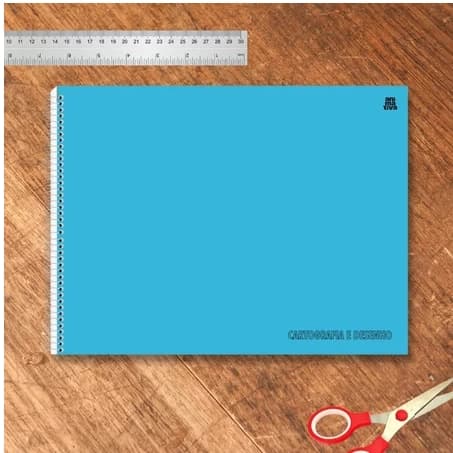 📘 Caderno de Cartografia e Desenho Capa Lisa Azul – 60 Folhas | Espiral
