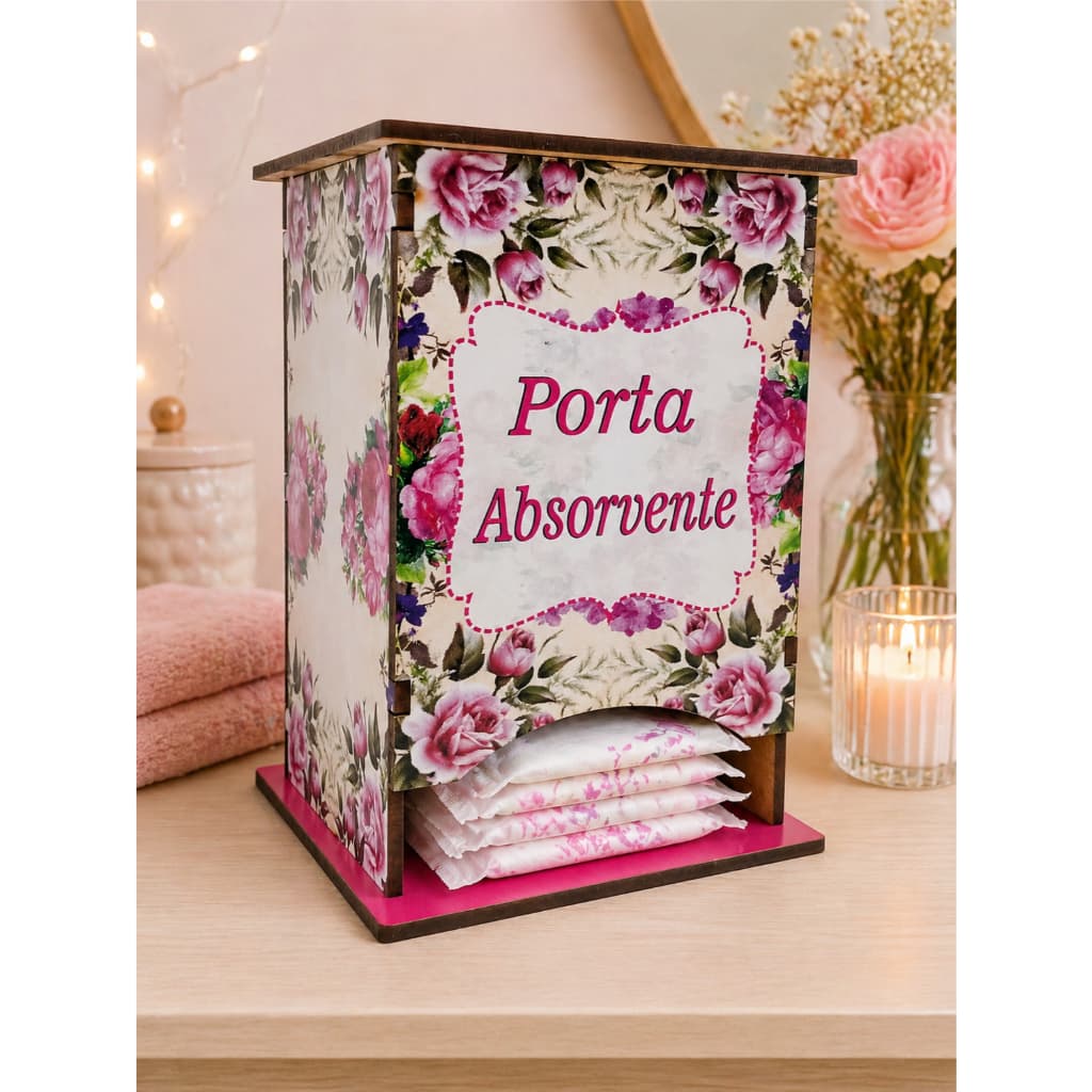 Organizador Porta Absorvente Adesivado Floral  Mdf PROMOÇÃO