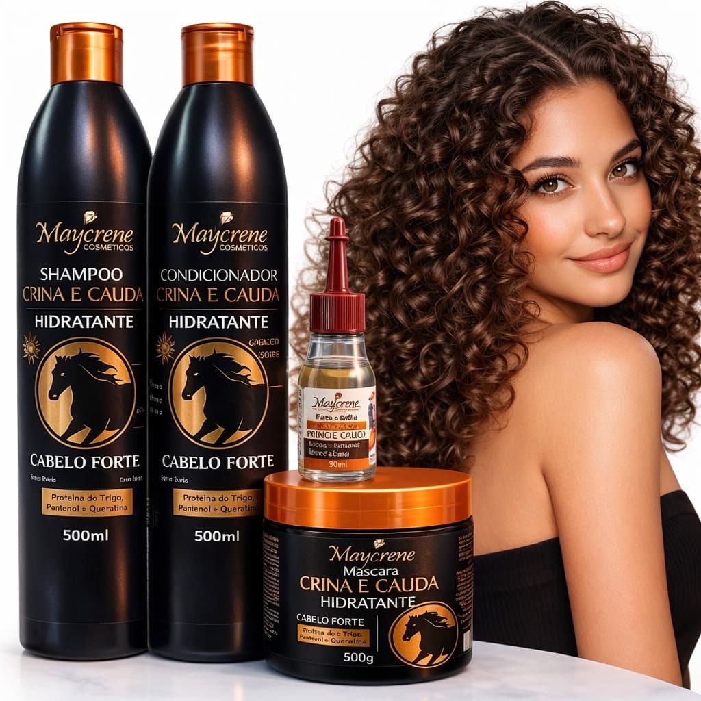 Kit 3 Crina e Cauda Fortalecimento Capilar (sham+cond+masc)   + Oleo Crina 30ml a Pronta Entrega