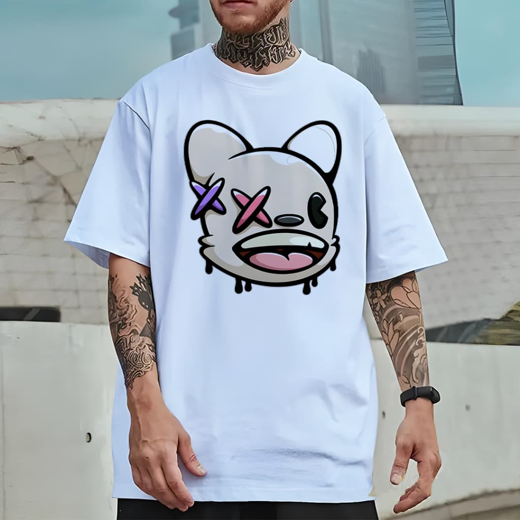 Camiseta Oversized Unissex Plus Size com Estampa Modelo: "Urso com Boca aberta" - Lançamento 2026