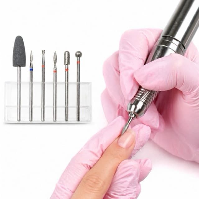 Kit Brocas cutilagem russa Diamantadas Nail Art Profissional Unha Gel Porcelana 6 unidades