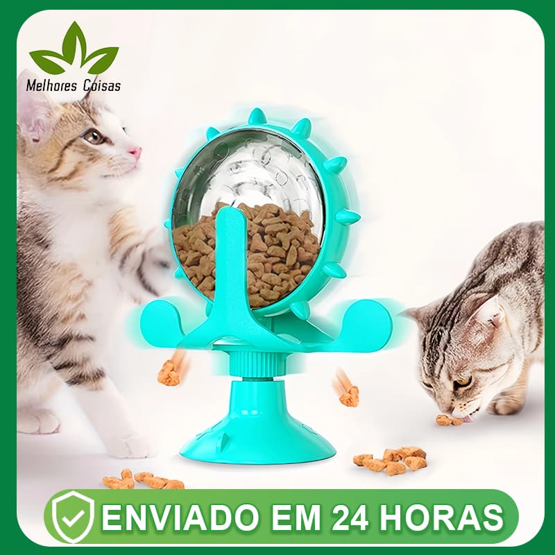 Brinquedo Para Gatos Divertido Moinho De Vento Mesa Giratória Porta Petisco Alimentador Lento