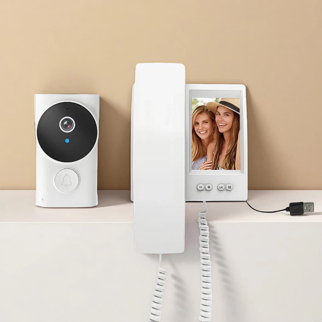 Campainha de Vídeo e Interfone Sem Fio com Câmera de Visão Noturna que Não Precisa de WiFi, para Casa e Apartamento