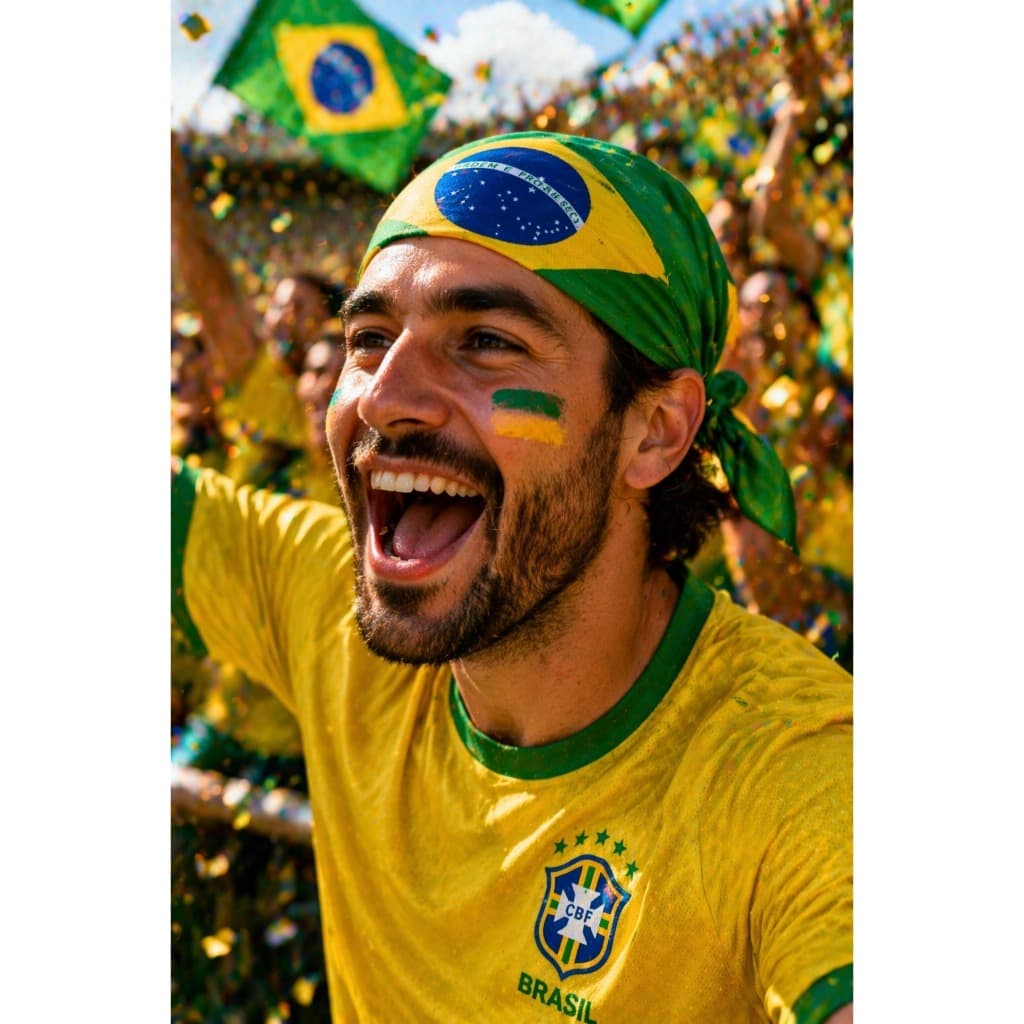 Bandana Brasil Verde Amarela | Lenço Multiuso Unissex 90x90cm e 60x60cm Estilo Copa