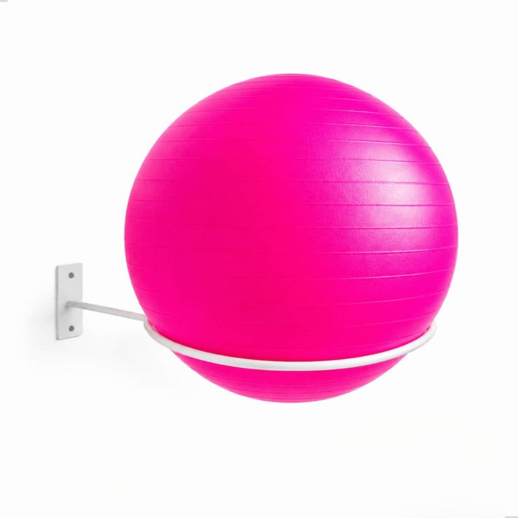 Suporte Bola Pilates Suiça Yoga= Ginastica Reforçado de Parede 35cm Diametro Branco