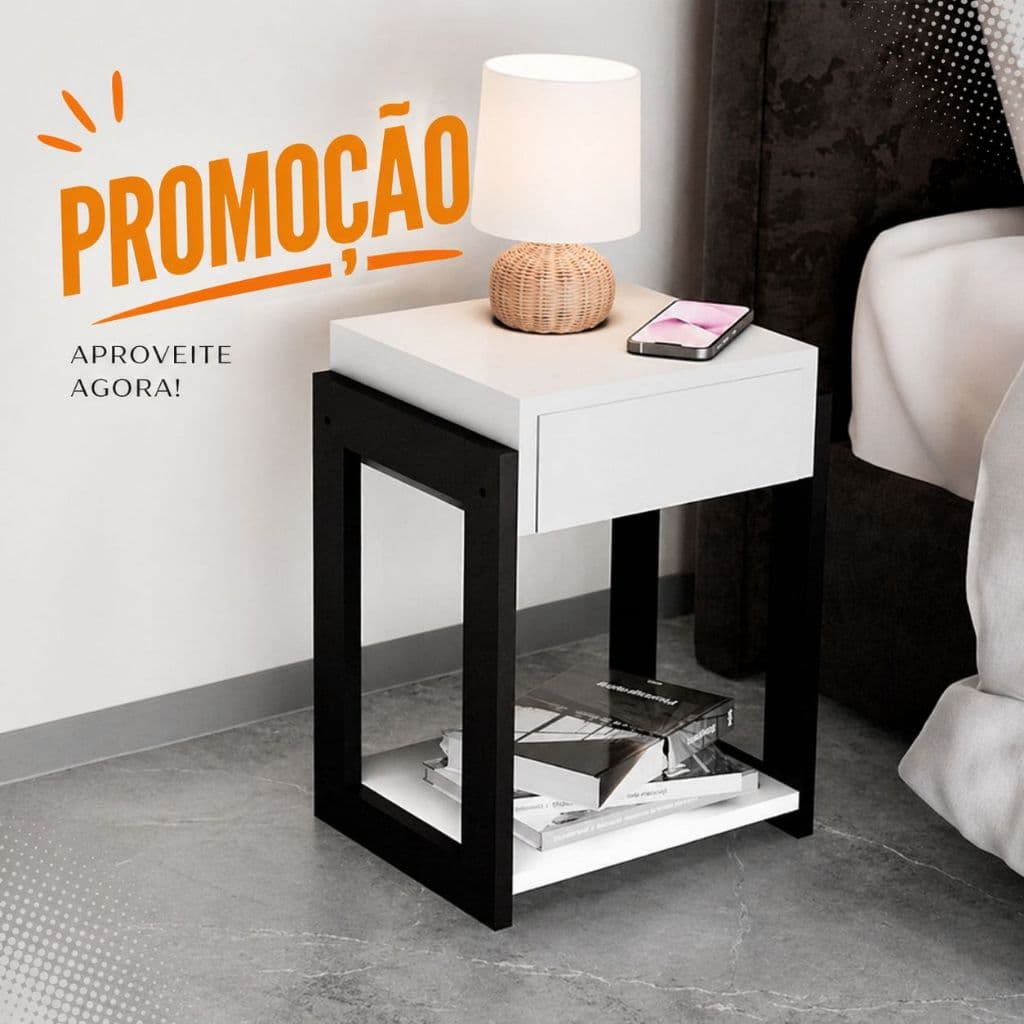 Mesa de Cabeceira Com Gaveta Quarto Decorativo Retro