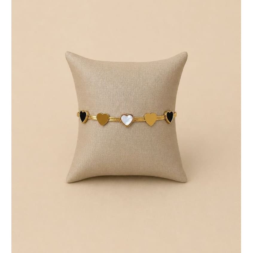 Pulseira Feminina Coração Aço Inoxidável Dourada Delicada Ajustável Moderna Luxo Elegante Moda