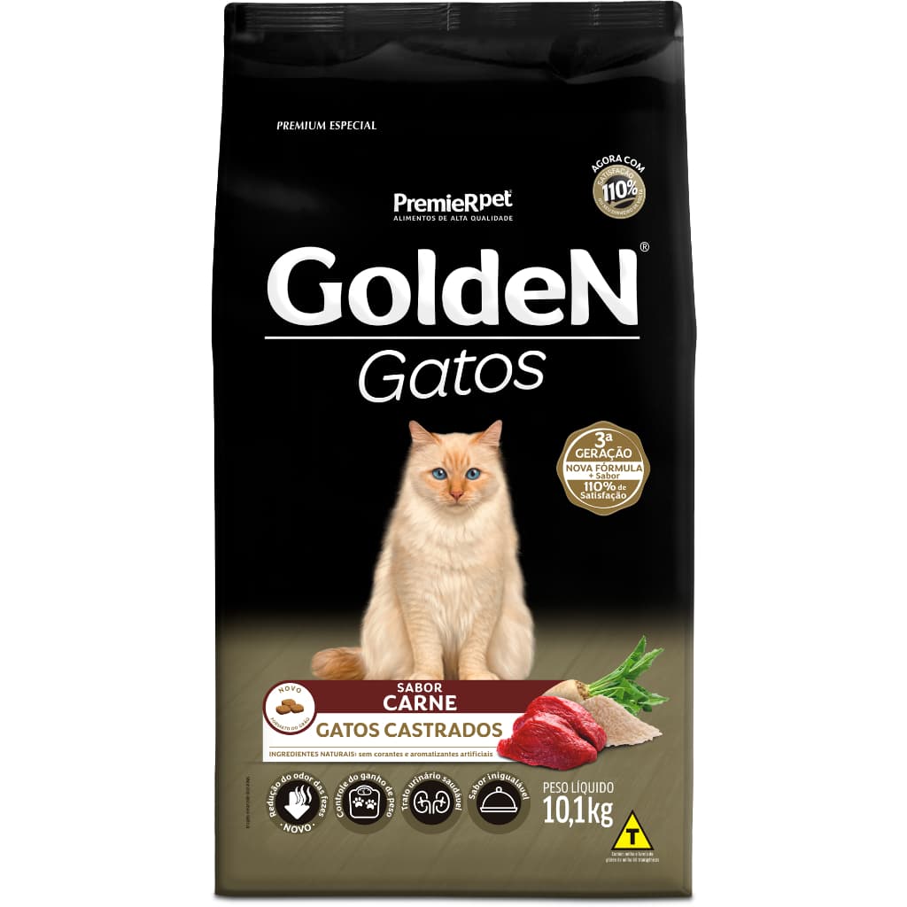 Ração Golden Fórmula Gatos Castrados Carne 10,1kg