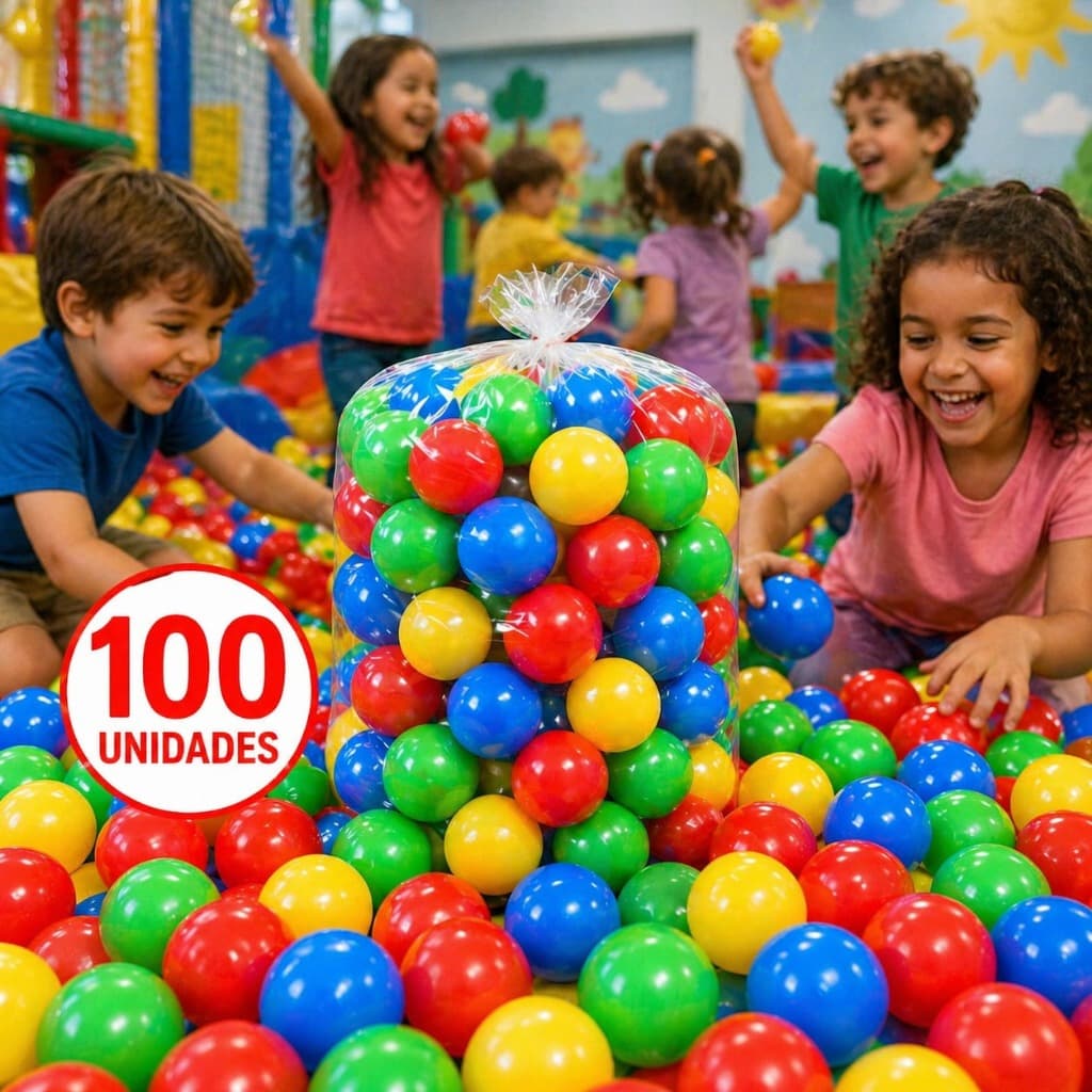 Kit com 100 Bolinhas Coloridas para Piscina Infantil