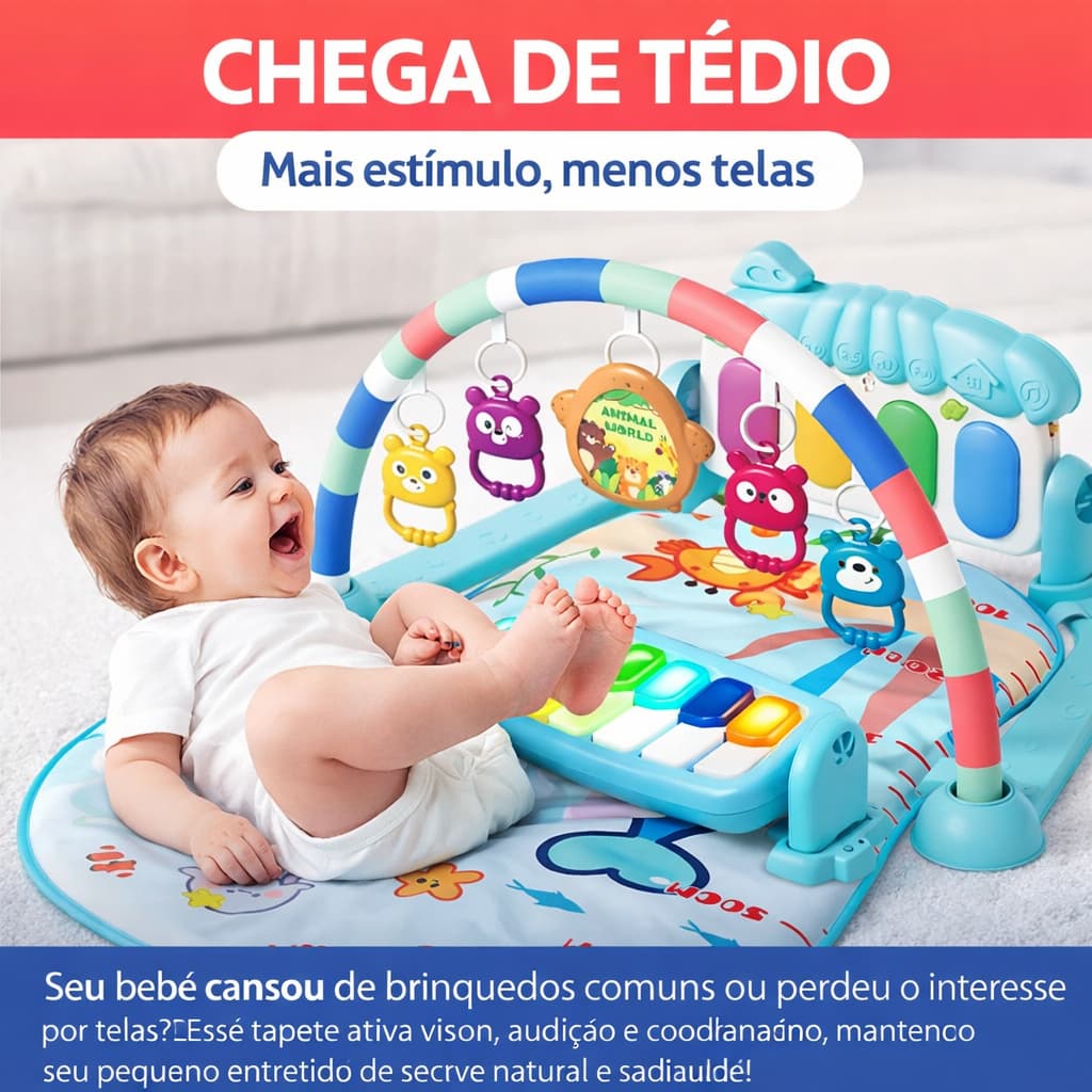 Tapete Atividades Musical Infantil Piano Estímulo Sensorial Divertido