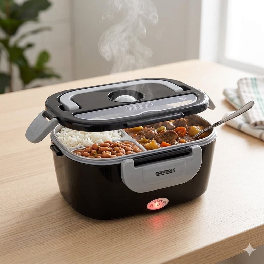 Marmiteira Elétrica Bivolt Automática Térmica Portátil 110/220v + Colher Grátis Preta