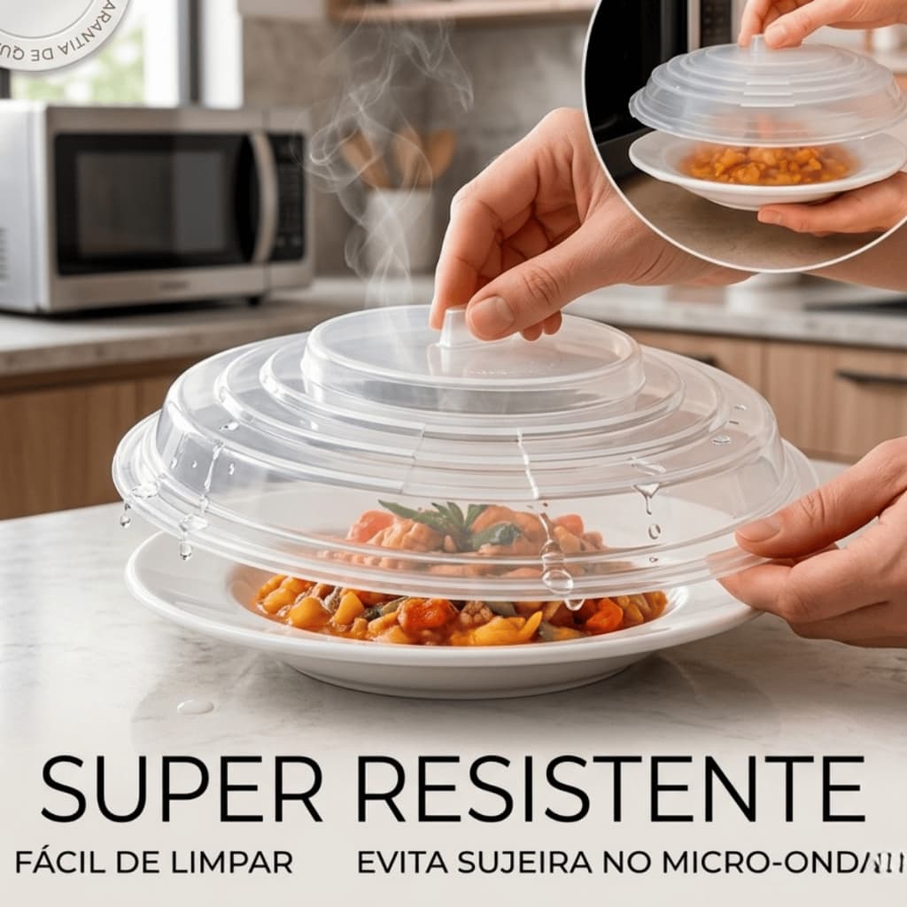 Tampa para Microondas Anti Respingo Mantém Limpo Fácil Resistente Reutilizável Prática e Segura