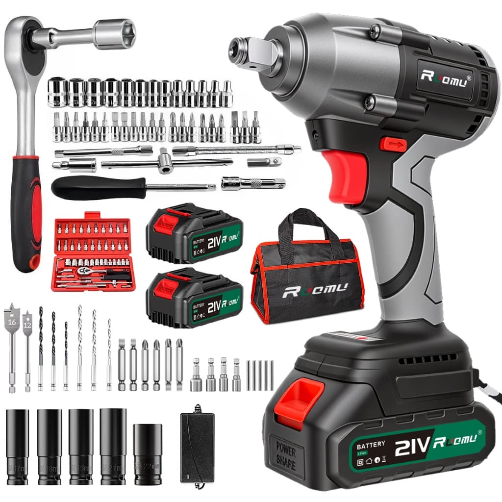 Chave De Impacto A Bateria Parafusadeira Furadeira 2 Baterias Brushless