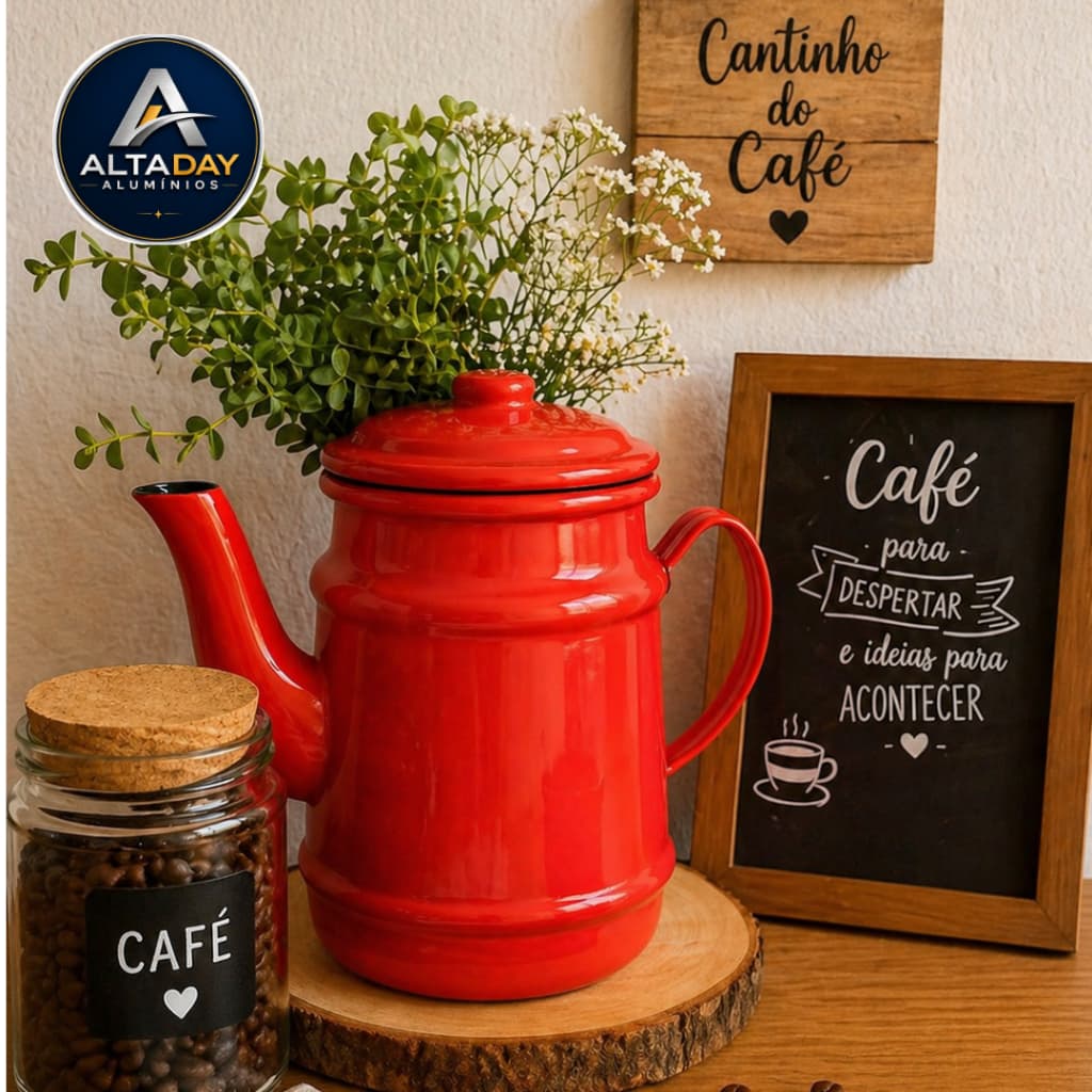 Bule Mini Alumínio 400ml Decorativo Colorido | Enfeite Cantinho do Café | Não Vai ao Fogo