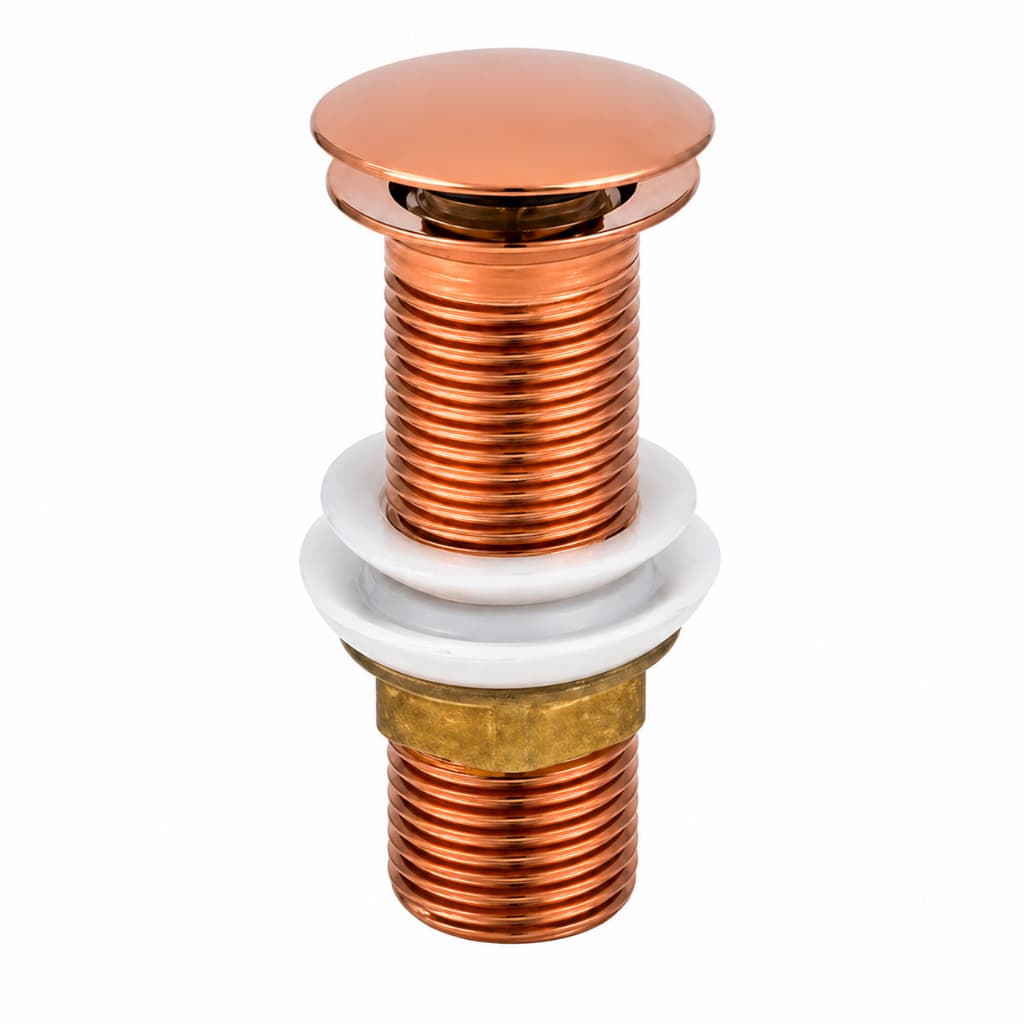 Válvula Click Rose Gold Para Pia Banheiro Cuba Luxo Anti Vazamento Universal Fácil Instalação