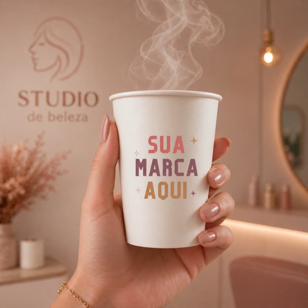 Copos Descartáveis Personalizados para café 180ml | Kit 20 ou 50 Unidades
