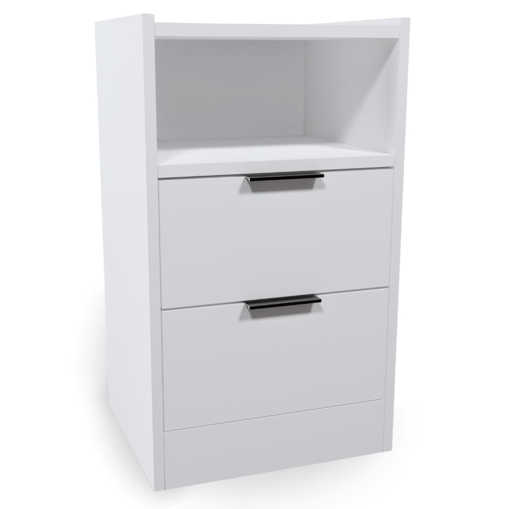 Mesa De Cabeceira Com Nicho 65x30cm MDF - 1 Uni. Branco Com Fundo - Voxa Móveis