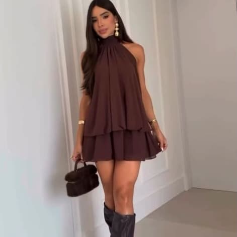 Vestido Macaquinho Blogueira Fluído Frente Única Luxo