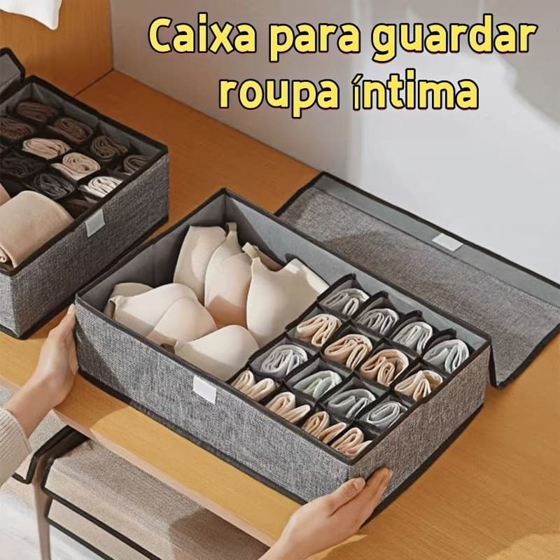 Caixa Organizadora De Gaveta Com Divisórias com Tampa Para Peças Intimas/ Meias/ Calcinha Anti-Poeiras Multiuso
