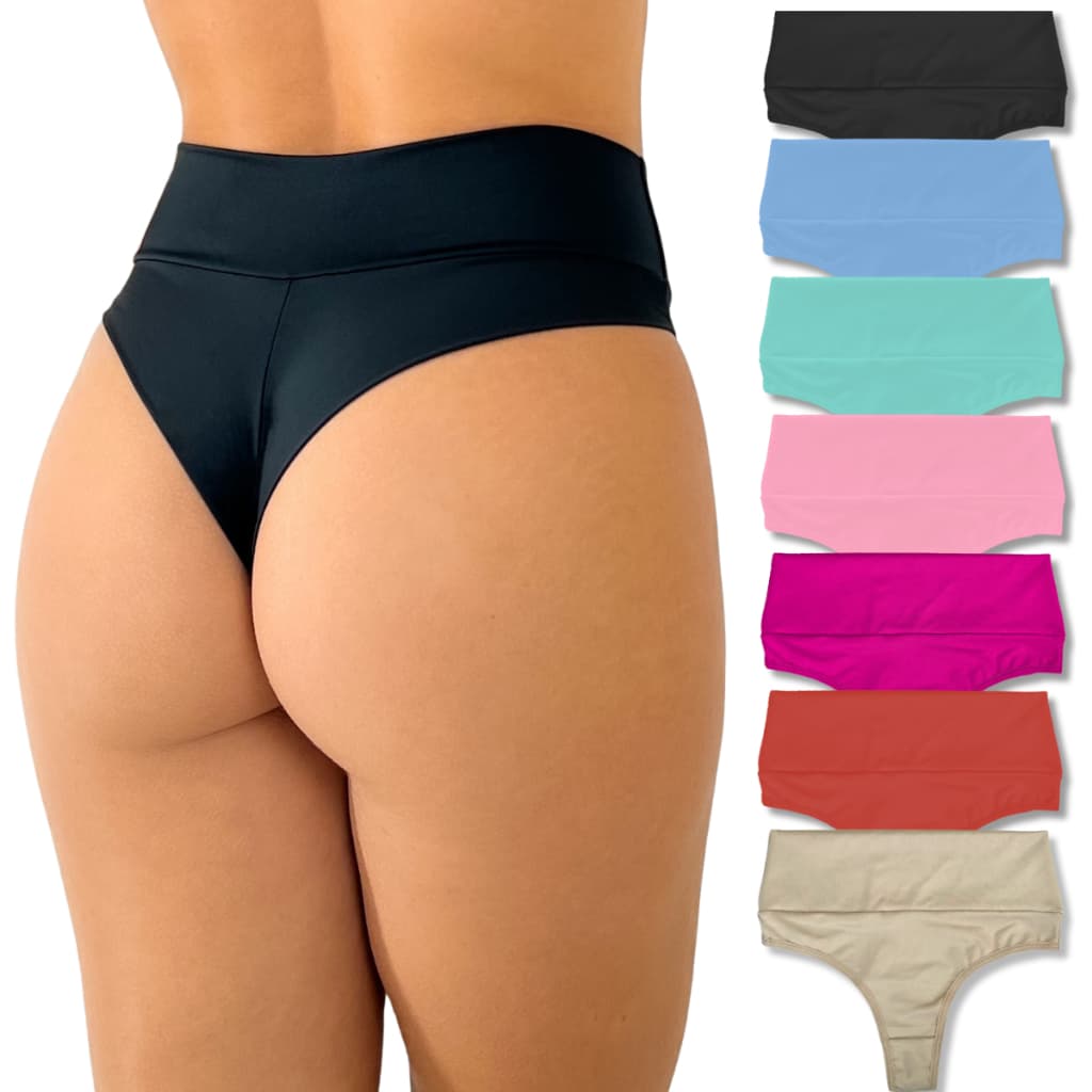 Kit 3 Calcinhas Feminina Cós Alto Fio Dental Duplo Não Marca