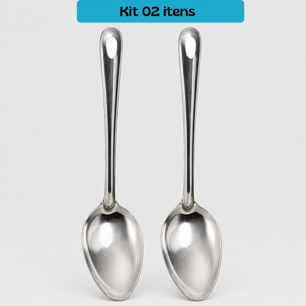 Kit 2 Colher Para Servir Arroz em Aço Inox Para Cozinha e Restaurantes Multiuso