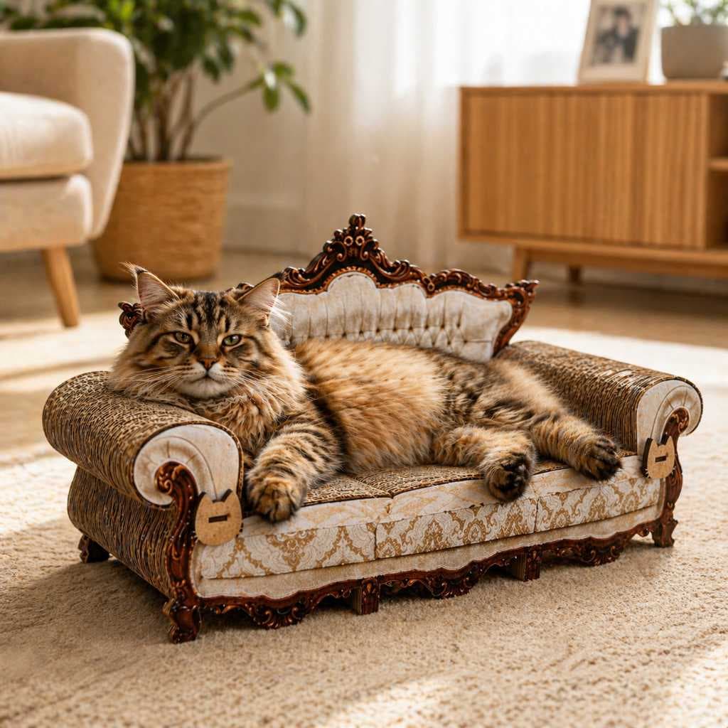 Sofá para gatos Arranhador Creme Luxo Exclusivo