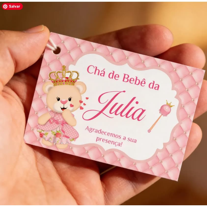 Tag Ursinha Princesa para lembrancinhas escolher a quantidade no anuncio 60 - 100 - 130 unidades