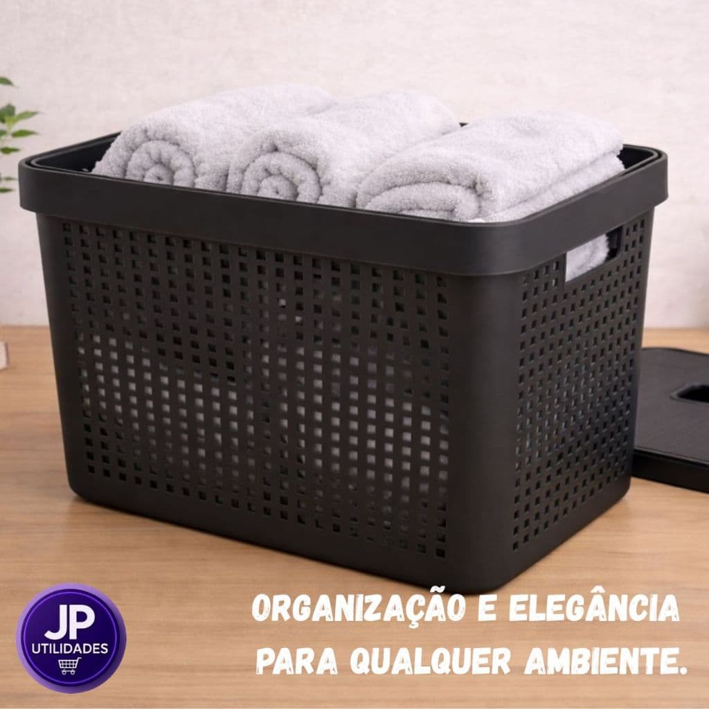 Cesto Organizador com Tampa 2L 4,5L 17L Caixa Organizadora Plástico Multiuso com Tampa Empilhável