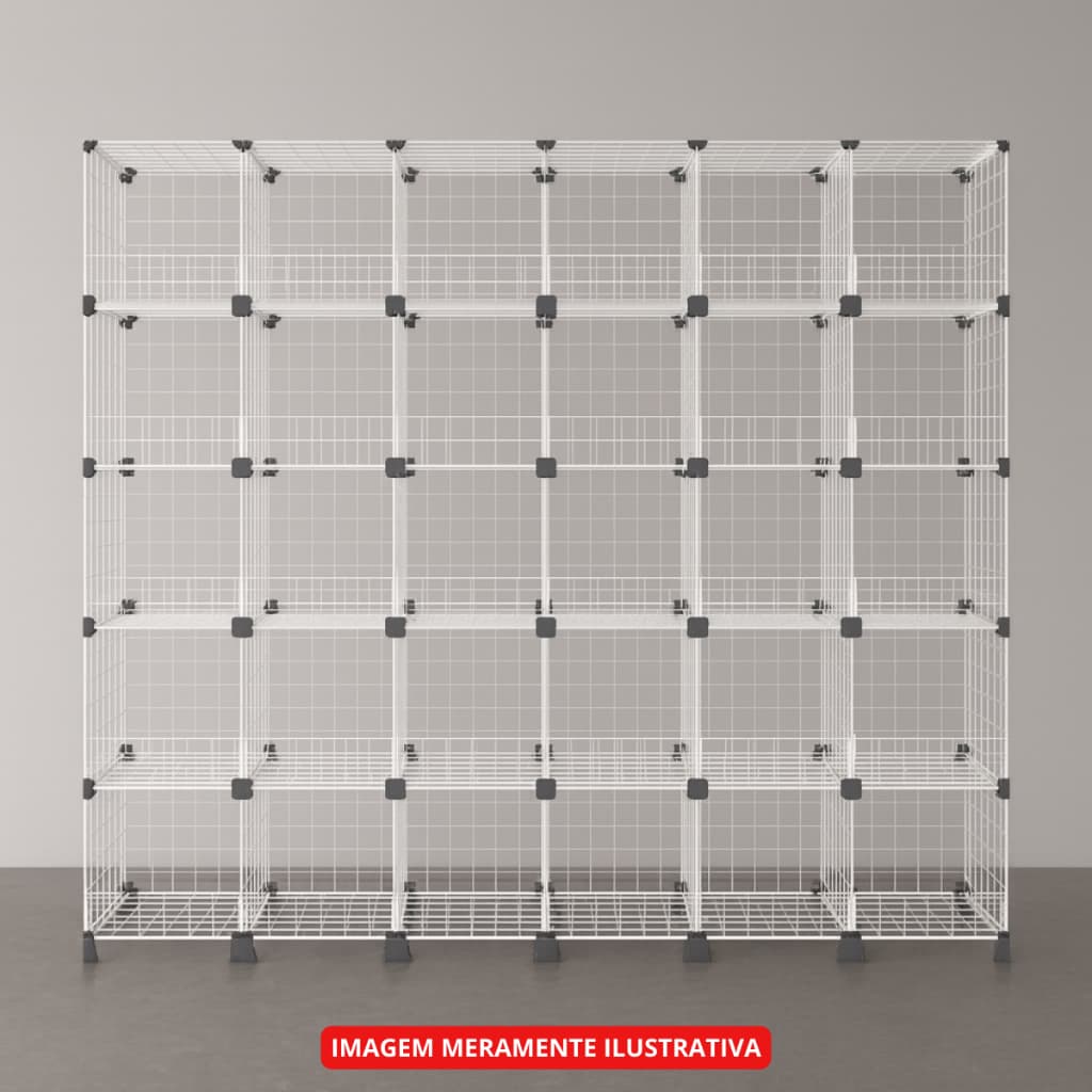 Estante Aramada 30x30 Preta ou Branca 30 Nichos com Aparador Organizador Modular Multiuso Casa Sala Quarto