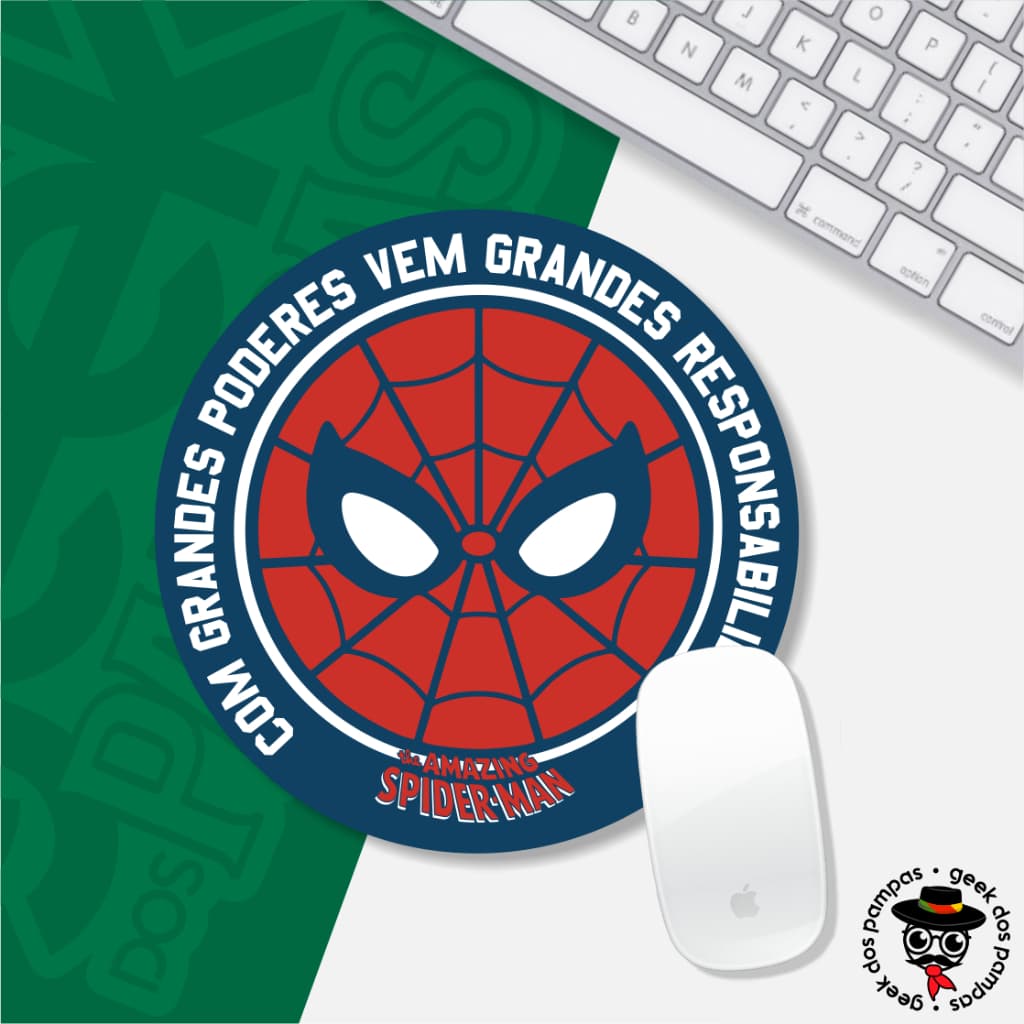 Mouse Pad Homem Aranha 20x20 Redondo Base Emborrachada Antiderrapante Gamer PC Notebook