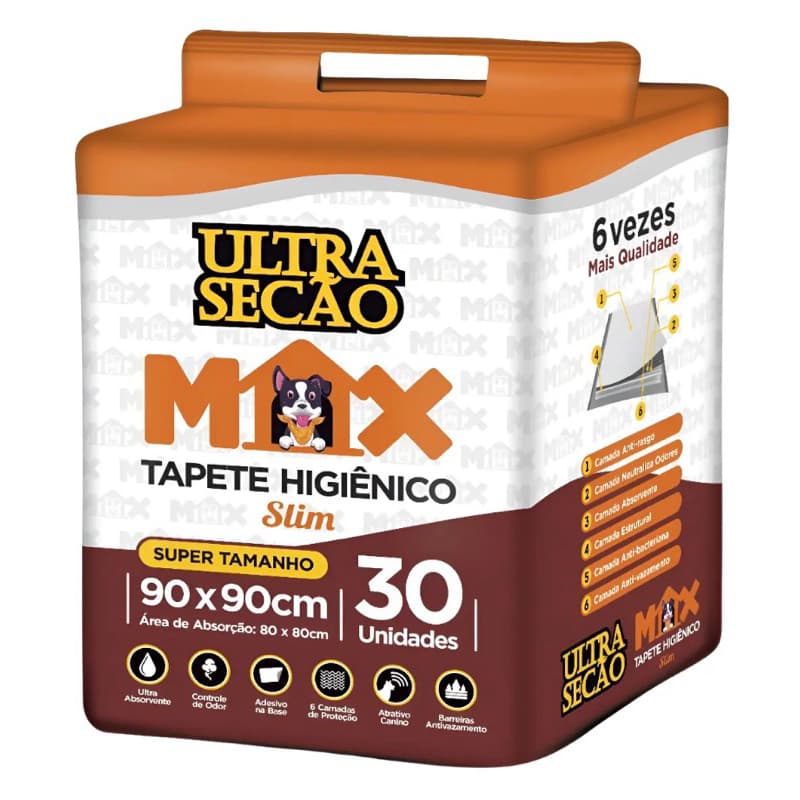 Tapete Higiênico para Cachorro Ultra Secão Mix Slim 90x90cm 30 Unidades Super Absorvente Anti Odor Pet