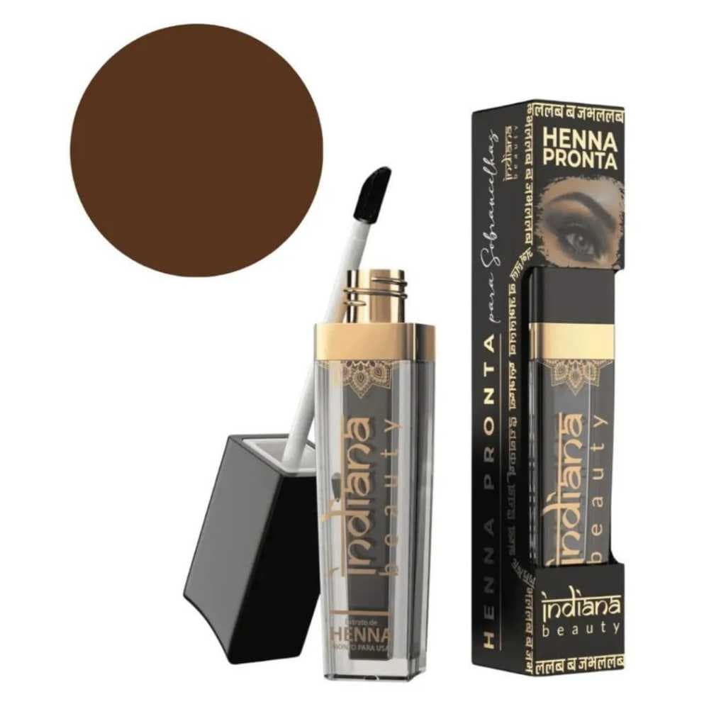 Henna Sobrancelha Natural Pronta para Uso | Cobre Falhas | Alta Fixação | Indiana Beauty-Castanho Escuro