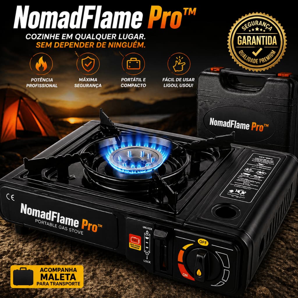 Fogareiro Portátil a Gás Camping com Maleta | Compacto, Seguro e Ideal para Viagem, Pesca e Trilha