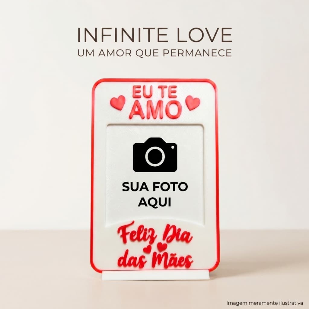 Porta Retrato Dia Das Mães Personalizado Sua Foto Aqui Enfeite 3D Coração Velvet Infinite Love Lindo