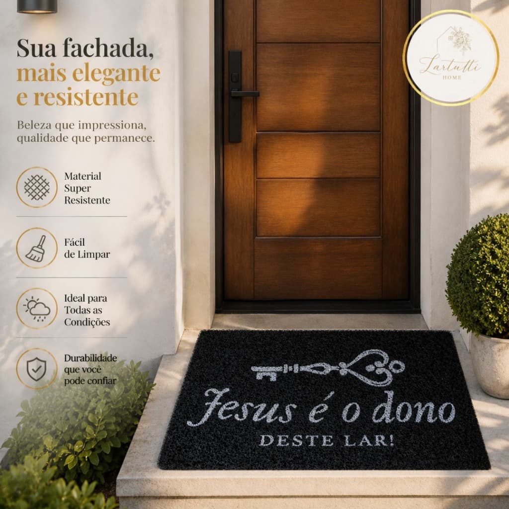 Tapete Capacho “Jesus é o Dono Deste Lar” Antiderrapante Premium
