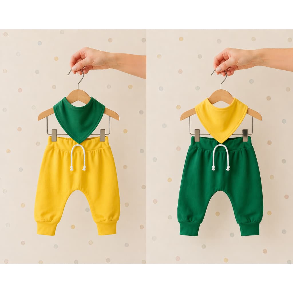 roupas bebe para copa do mundo, 2 calças e babador duplo para bebe, 100% algodão