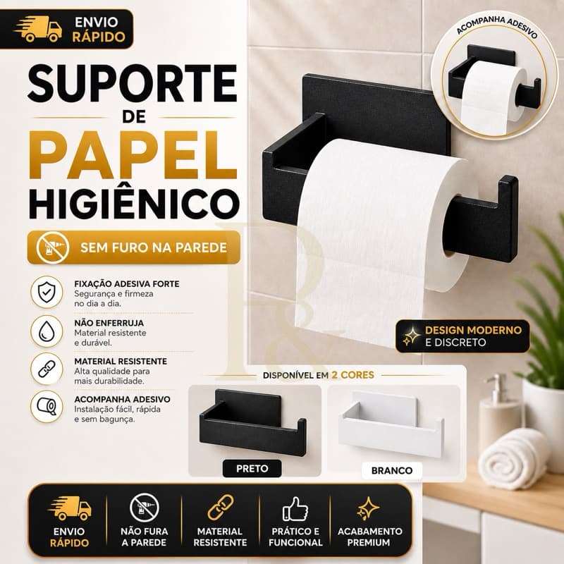 Suporte de Rolo Papel Higienico Adesivo Banheiro Gancho de Papel Higienico Segurador Para Papel Higienico