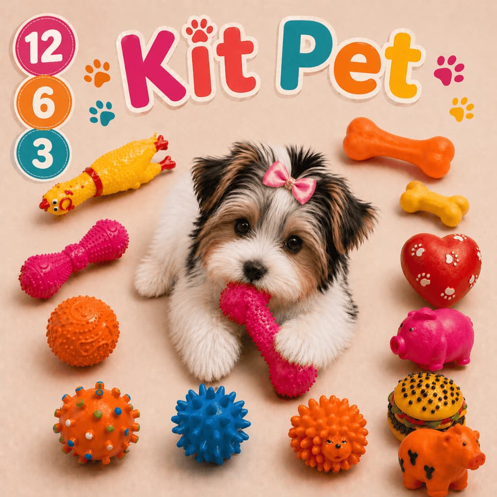 Kit Mordedor Pet Brinquedos De Borracha Divertidos Para Cães Cachorro Pequeno Médio Sortidos