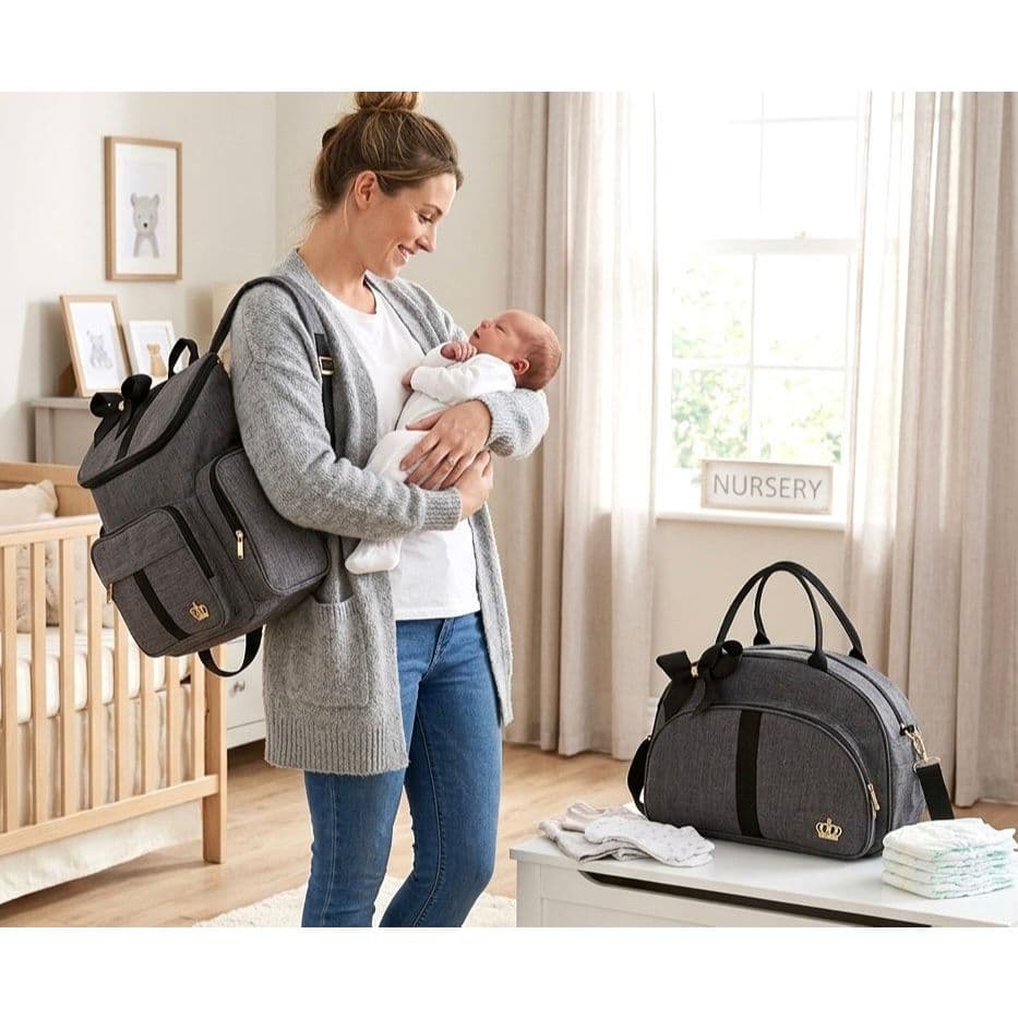 Mochila Bebe + Bolsa Tiracolo G Preta Luxo Maternidade