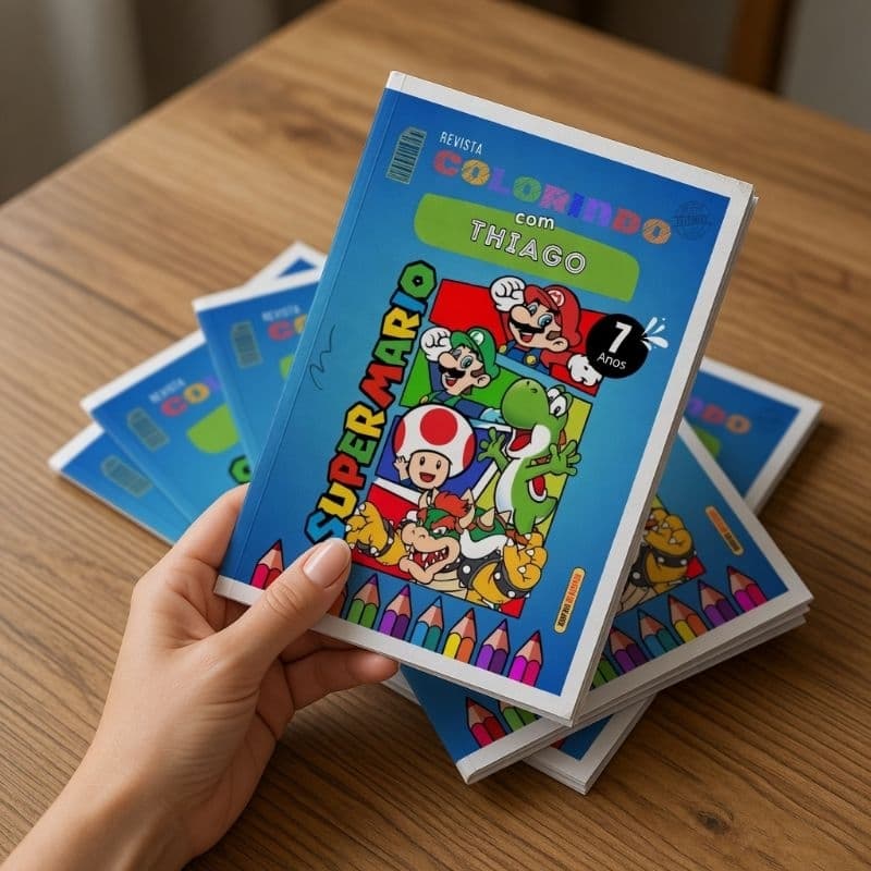 Kit Revistinha Livro de Colorir Infantil   Festa Lembrancinha Prenda PERSONALIZADO - SUPER MARIO livrinho