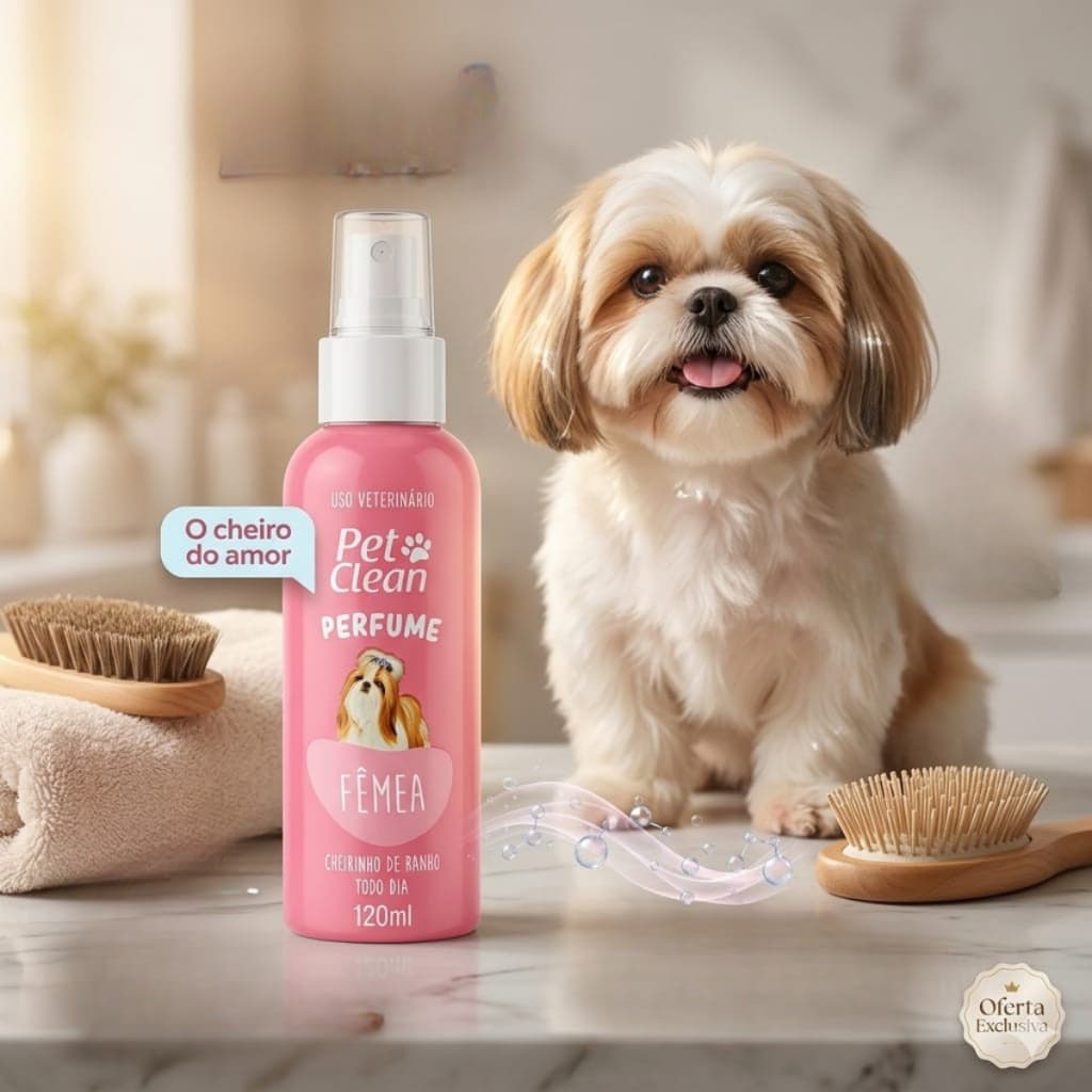 Perfume Pet Clean Cheirinho de Banho 120ml Para Cachorro Aroma Suave Longa Duração