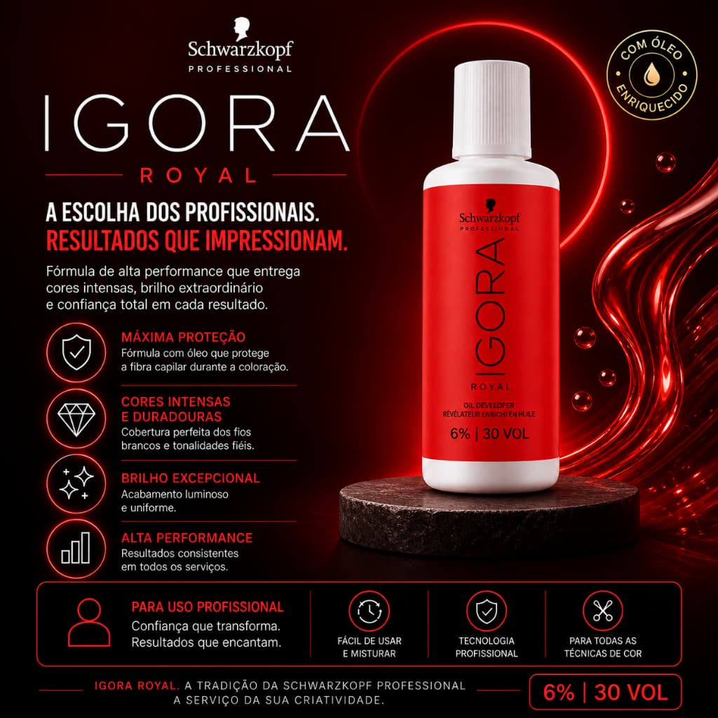 Água Oxigenada Igora 20 e 30 Volumes 60ml - Profissional - Clareamento & Coloração