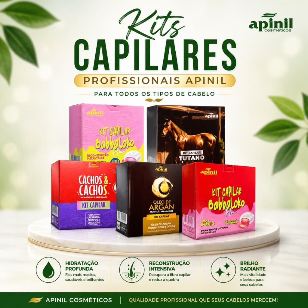 Tratamento Capilar Apinil 4 Passos - Shampoo, Condicionador, Máscara e Finalizador