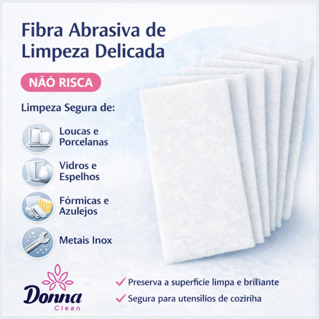 Pacote 10 Und Fibra Abrasiva – Limpeza Delicada (Não Risca) - Flytex