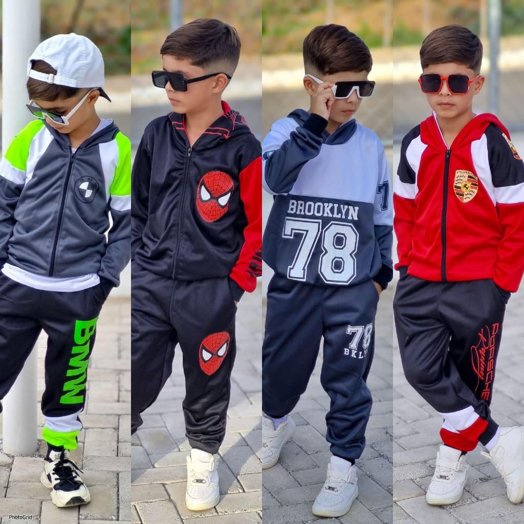 Conjunto de Inverno Infantil Menino Peluciado Casaco com Capuz e Zíper + Calça com Bolso