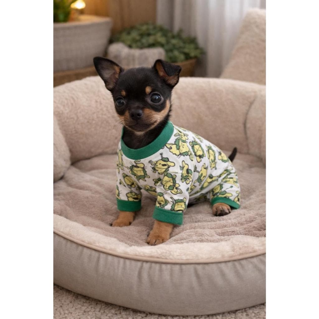 Pijama Malha Estampada Para Caes/Roupa Macacao Pet/100% algodao/N1 ao N8