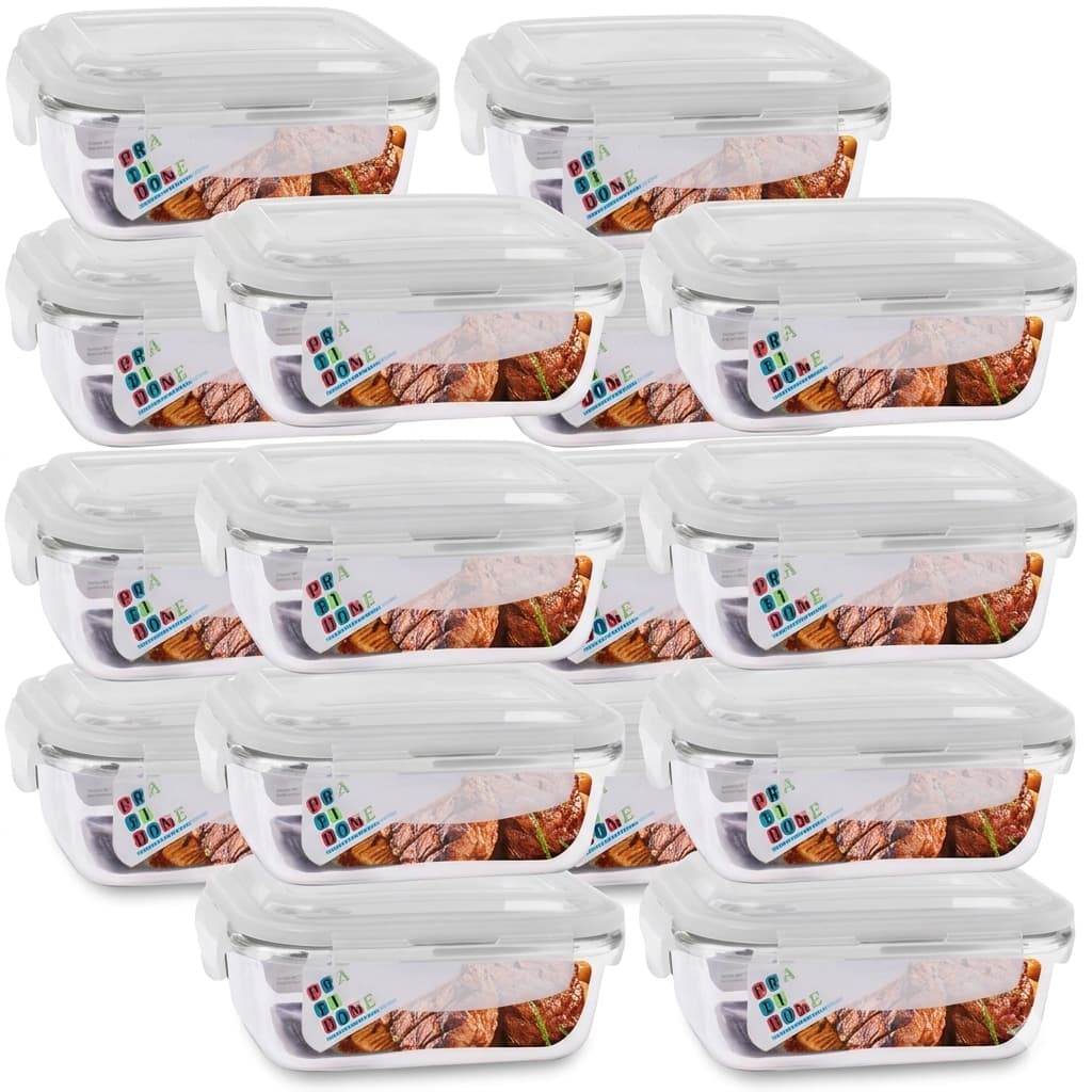 Kit 12 Potes Hermetico Vidro 1040ml Marmita Tampa 4 Travas - Pra casa