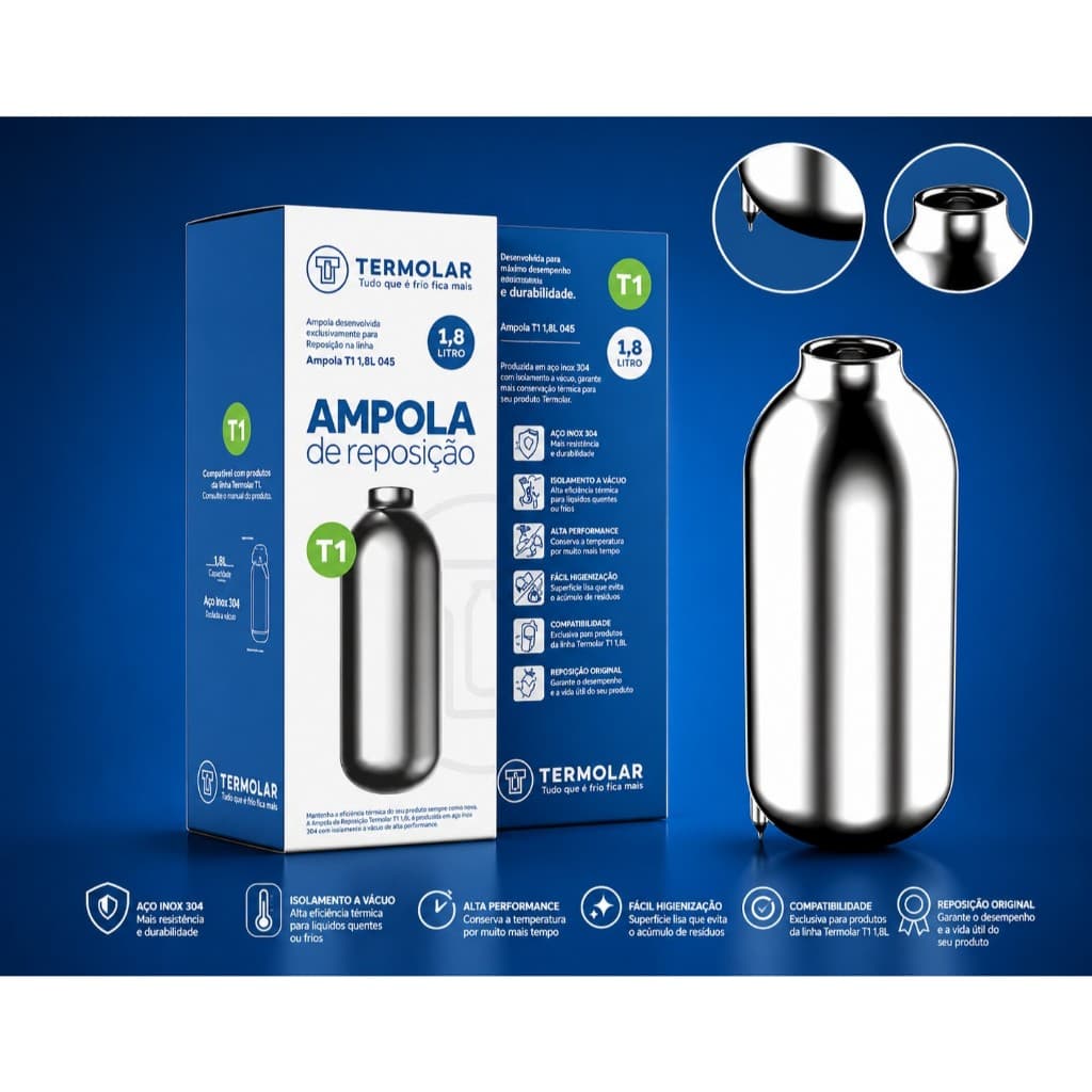 Ampola De Vidro Para Garrafa Térmica Termolar 1,8 L - T1 Ref. 601